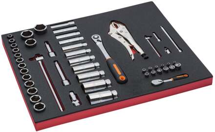 Bahco Foaminlay Fit&Go 3/3 met doppen en toebehoren 1/4" en 1/2" - 50-delig - FF1A25