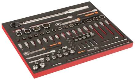 Bahco Foaminlay Fit&Go 3/3 met doppen en toebehoren 1/4" en 3/8" en momentsleutel - 85-delig - FF1A213