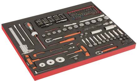 Bahco Foaminlay Fit&Go 3/3 met doppen en toebehoren 1/4" en 3/8" | T-greep schroevendraaiers | schuifmaat en bits - met lasermarkering - 192-delig