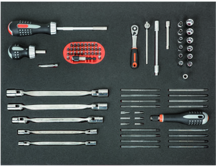 Bahco Foaminlay Fit&Go 3/3 met doppen en toebehoren 1/4" | schroevendraaiers | sleutels en bits - 89-delig - FF1A36