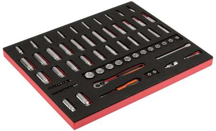 Bahco Foaminlay Fit&Go 3/3 met lange doppen en toebehoren 1/4" | 1/2" en 3/8" - 75-delig - FF1A54