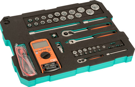 Bahco Foaminlay voor 4750RCHDW01 met doppen en toebehoren 1/4" & 1/2" en multimeter - 51-delig - FF2C01
