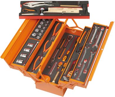 Bahco Gereedschapskist | metaal | met 5 vakken | foaminlays | oranje | 68-delig - 3149-ORFF1
