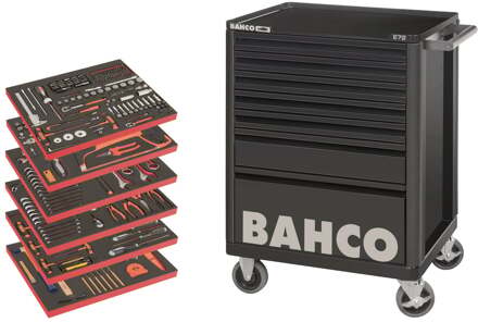 Bahco Gereedschapswagen 26" E72 met 7 lades | zwart | voor algemeen gebruik | inclusief 6 gevulde lades - 346-delig - LARGE