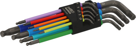 Bahco inbussleutelset 1.5 - 10 mm Stiftsleutels, zeskant, lang, gefosfateerd, gekleurd, metrisch - 9-delig - C1997LM/9P