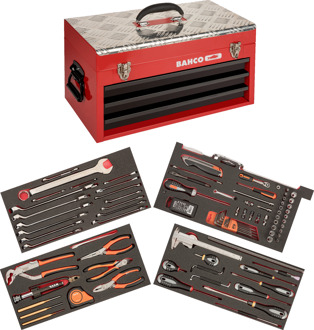 Bahco Metalen gereedschapskist met 3 lades | heavy-duty - luchtvaart - 124-delig - 1483KHD3RB-FF7