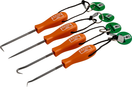 Bahco Miniatuurgereedschapsset | met metalen draadlus | met priemen | haken | prikkers | 150 mm x 80 mm x 17 mm | 4-delig - TAH2633/S4