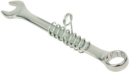 Bahco Ringsteeksleutel | met veiligheidsveer | 15° afgebogen | verchroomd | lengte 208 mm | 18 mm - geschikt voor het werken op hoogte - TAH111M-18