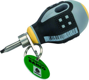 Bahco Schroevendraaier ERGO™ | met veiligheidsring | driecomponentengreep | stubby | rechte punt | gleuf | 1 mm x 5.5 mm x 25 mm - TAH - TAHBE-8350