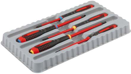 Bahco Schroevendraaierset ERGO™ | geïsoleerd | VDE | driecomponentengreep | smal blad | gleuf | Pozidriv - 5-delig - BE-9882SL