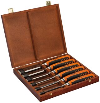 Bahco Steekbeitelset voor hout met rubber handgreep - 6-delig in houten kist - 424P-S6-GER