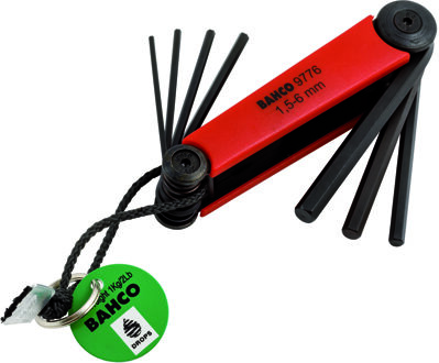 Bahco Stiftsleutelset | met Kevlar-koord | zeskant | gefosfateerd | metrisch - 7-delig - inklapbaar - TAHBE-9776