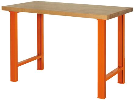 Bahco Werkbank | heavy-duty | met houten werkblad | 4 poten | oranje | 1800 mm x 750 mm x 1030 mm - 1495WB18TW