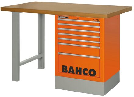 Bahco Werkbank | heavy-duty | met MDF werkblad | ladeblok | 6 lades | 2 poten | blauw | 1800 mm x 750 mm x 1030 mm - 1495K7CBLWB18TD