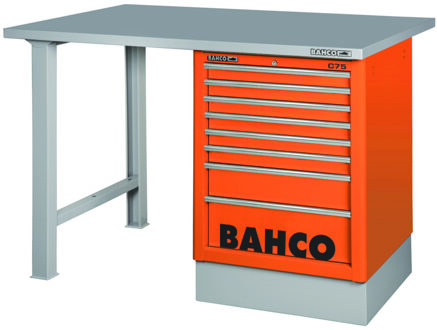 Bahco Werkbank | heavy-duty | met stalen werkblad | ladeblok | 6 lades | 2 poten | blauw | 1800 mm x 750 mm x 1030 mm - 1495K6CWB18TS