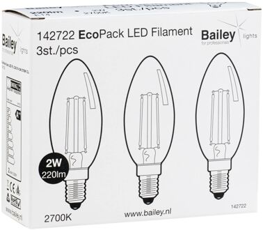 Bailey | 3x LED Kaarslamp | Kleine fitting E14  | 2W