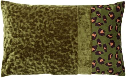 BAILEY - Kussenhoes velvet 30x50 cm Chive - groen - panterprint