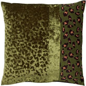 BAILEY - Kussenhoes velvet 45x45 cm Chive - groen - panterprint