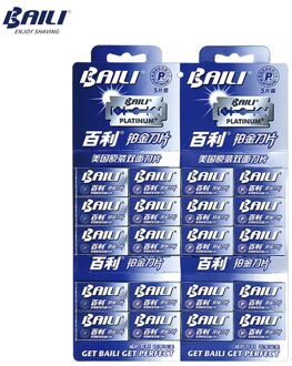 BAILI 100 stks/partij Ultra-dunne Super Sharp Duurzaam Roestvrij Platina Kapper Dubbele Rand Scheermes Scheerapparaat Blades voor Mannen Scheren BP007