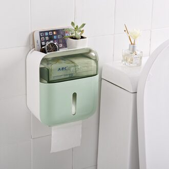 BAISPO Draagbare Toiletrolhouder Hygiënisch Papier Dispenser Thuis Badkamer Tissue Box Organizer Wall-mount Badkamer Accessoires groen