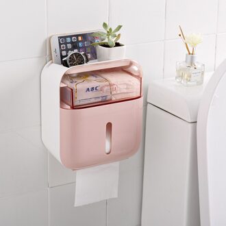 BAISPO Draagbare Toiletrolhouder Hygiënisch Papier Dispenser Thuis Badkamer Tissue Box Organizer Wall-mount Badkamer Accessoires roze