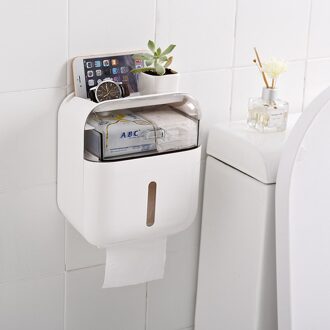 BAISPO Draagbare Toiletrolhouder Hygiënisch Papier Dispenser Thuis Badkamer Tissue Box Organizer Wall-mount Badkamer Accessoires wit