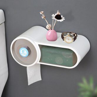 Baispo Waterdichte Badkamer Toiletrolhouder Multifunctionele Tissue Opbergdoos Plastic Materiaal Roll Papier Opslag Houder wit