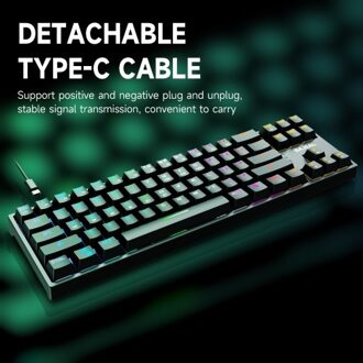 BAJEAL K71 Wired Mechanical Keyboard 71 Keys Gaming Keyboard with RGB Light Effect Blue Switch Detachable Data Cable White