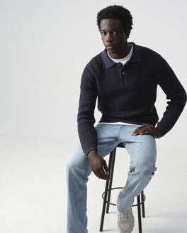 Baker polo long sleeve Blauw - M