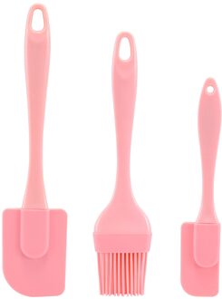 Bakken Levert Siliconen Olie Borstel Taart Spatel Olie Borstel Set Siliconen Spatel Barbecue Borstel Siliconen Schraper Driedelige Set roze