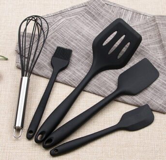 Bakken Tool Set 5 Stuk Set Siliconen Keukengerei Siliconen Spatel Cake Tool zwart