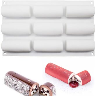 Bakken Tools Voor Gebak 9-Gat Semi-Cilindrische Mold Shape Silicone Mousse Wit Gebak Jelly Cake Mallen Cake 29.6*17.2*3.5 Cm
