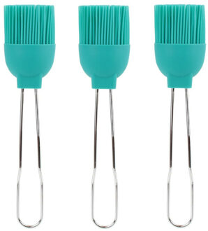 Bakkwasten - 3x - siliconen/metaal - flexibel - invetten - invetkwast - 22 cm - blauw