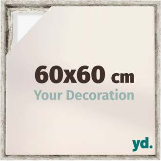Baklijst voor Canvas 60x60 cm - Wit Vintage - MDF - Lyon