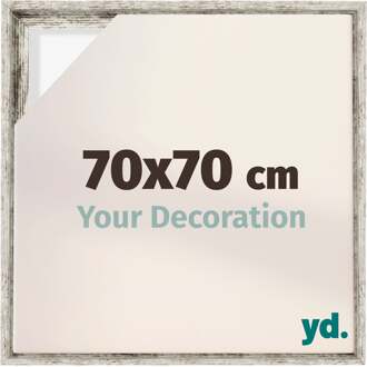 Baklijst voor Canvas 70x70 cm - Wit Vintage - MDF - Lyon