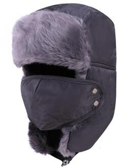 Balaclava Oorklep Bomber Hoeden Caps Sjaal Mannen Vrouwen Russische Trapper Hoed Trooper Oorklep Sneeuw Ski Hat Cap Met sjaal Grijs