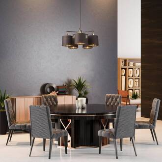 Balance - hanglamp in bruin messing met 5 lampen donkerbruin, gepolijst messing