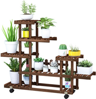 Balcony Wood Flower Shelf Indoor Living Room Home Rack Floor Fleshy Flower Pot Rack Simple Decorative Frame
