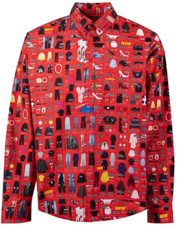Balenciaga Bedrukt Overhemd voor Heren Balenciaga , Red , Heren - M
