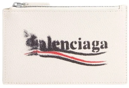 Balenciaga Beige Leren Portemonnee met Logoprint Balenciaga , Beige , Heren - ONE Size