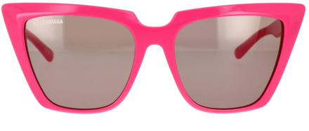 Balenciaga Cat-Eye Zonnebril met Opvallende Randen Balenciaga , Pink , Dames - 55 MM