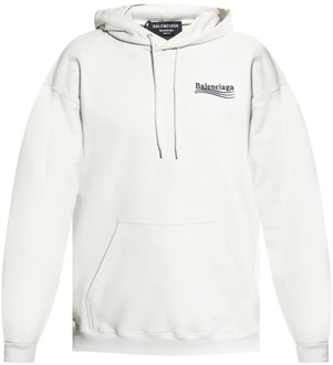 Balenciaga Geborduurde logo hoodie - Oversize Balenciaga , White , Heren - M,S,Xs,2Xs
