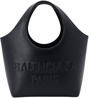 Balenciaga Geëmbosseerde Logo Leren Handtas Balenciaga , Black , Dames - ONE Size