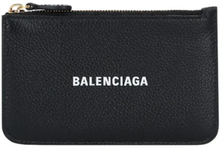 Balenciaga Gehamerde Leren Creditcard Portemonnee Balenciaga , Black , Dames - ONE Size