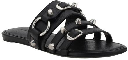 Balenciaga Hardware Slides Sandalen Plat Zwart