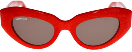 Balenciaga Iconische zonnebril met uniforme lenzen Balenciaga , Red , Dames - 52 MM