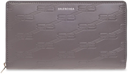 Balenciaga Leren portemonnee met logo Balenciaga , Gray , Heren - ONE Size