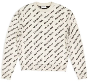 Balenciaga Logo Sweater met Diagonale Plaatsing Balenciaga , Beige , Heren - M,S,Xs