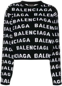 Balenciaga Logo Wollen Trui Balenciaga , Black , Dames - L,M,S,Xs