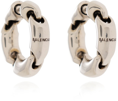 Balenciaga Messing oorbellen met logo Balenciaga , Gray , Dames - ONE Size